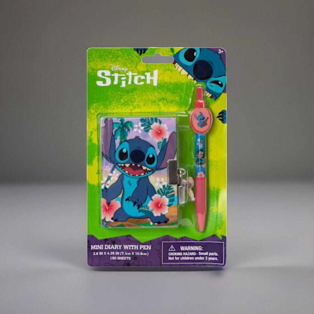🔥Disney Stitch MIni Diary With Pen & Lock 4" 150 Sheets BNWT🔥